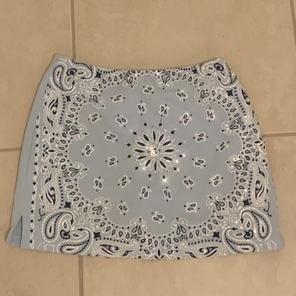 baby blue bandana print mini skirt